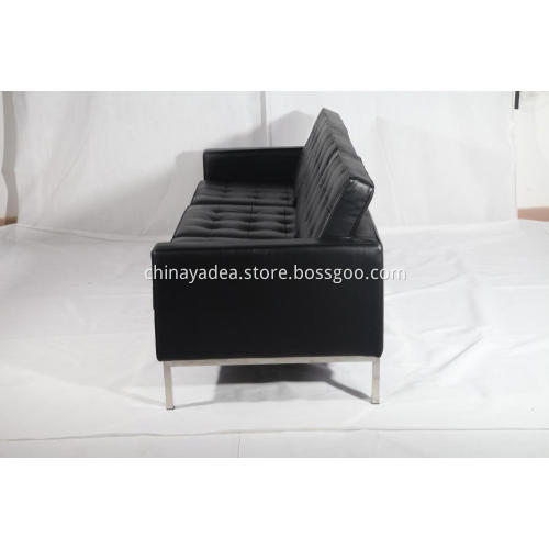 Black Leather Florence Knoll 3 Seater Sofa Replica